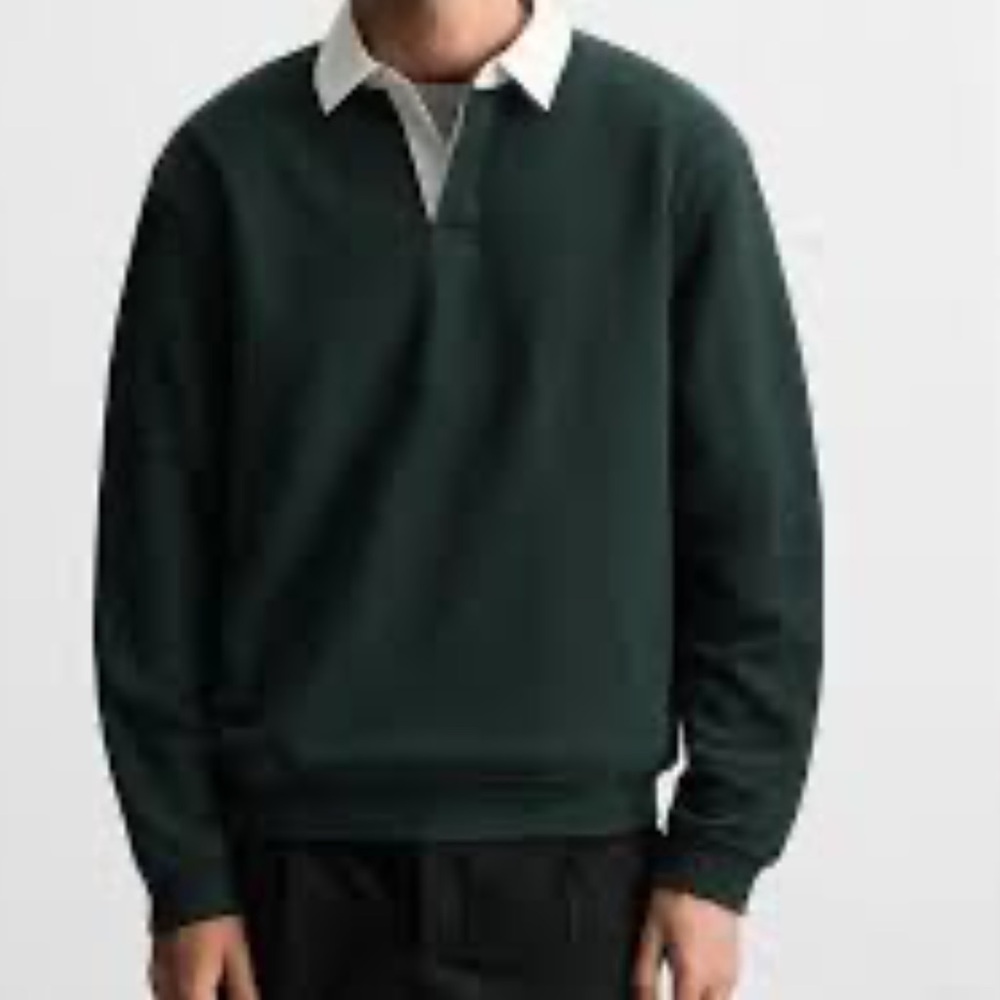 Contrast Collar Polo Sweatshirt